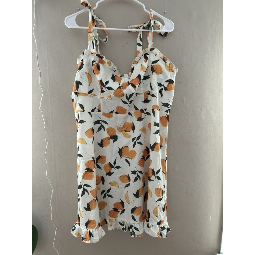 Cider Womens Babydoll Mini Dress Size 2X NWT Orange Tangerine‎ Fruit Soft Artsy